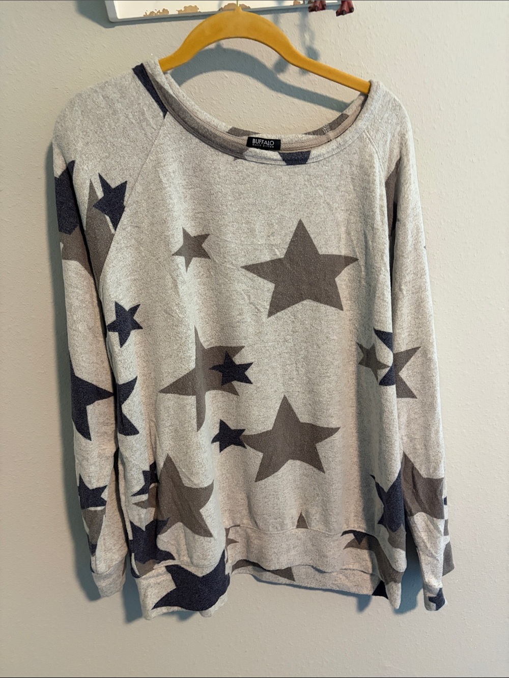 Buffalo David Bitton Light Gray Star Print Pullover Sweatshirt